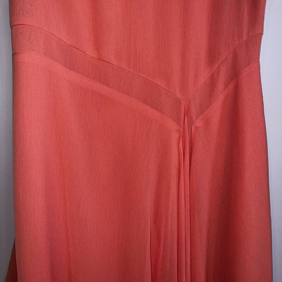 Donna Karan Women's DressPoly Crinkled Chiffon Coral Size 12 (NEW) - Picture 5 of 6